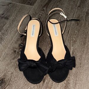 Saks Fifth Avenue Black Bow Kitten Heels